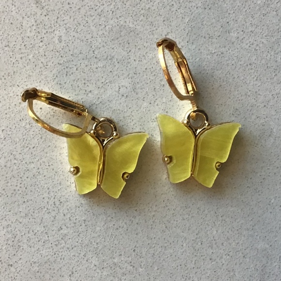 Yellow Butterfly  Earrings - Picture 5 of 6